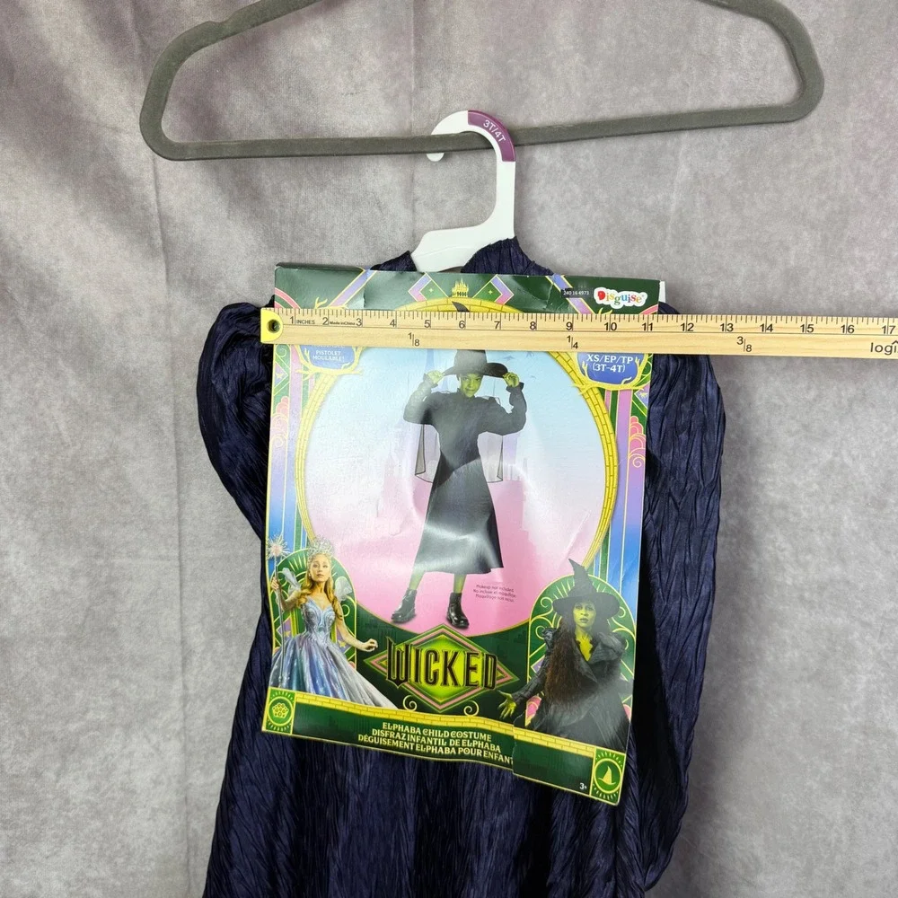 Disguise Wicked Movie Elphaba Witch Costume Kids XS 3T-4T Dress Hat Cape 172589M